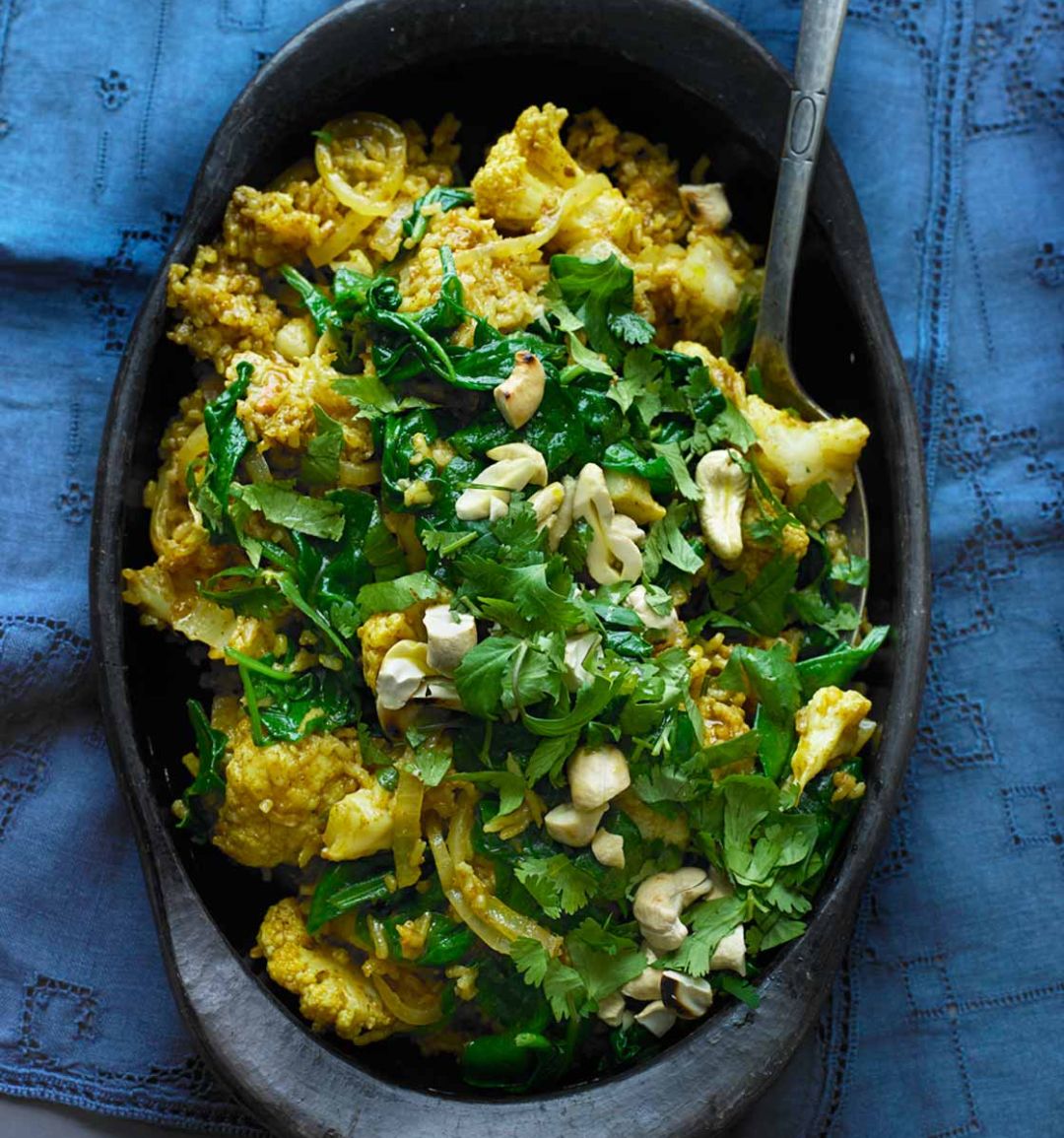 Cauliflower and cashew biryani