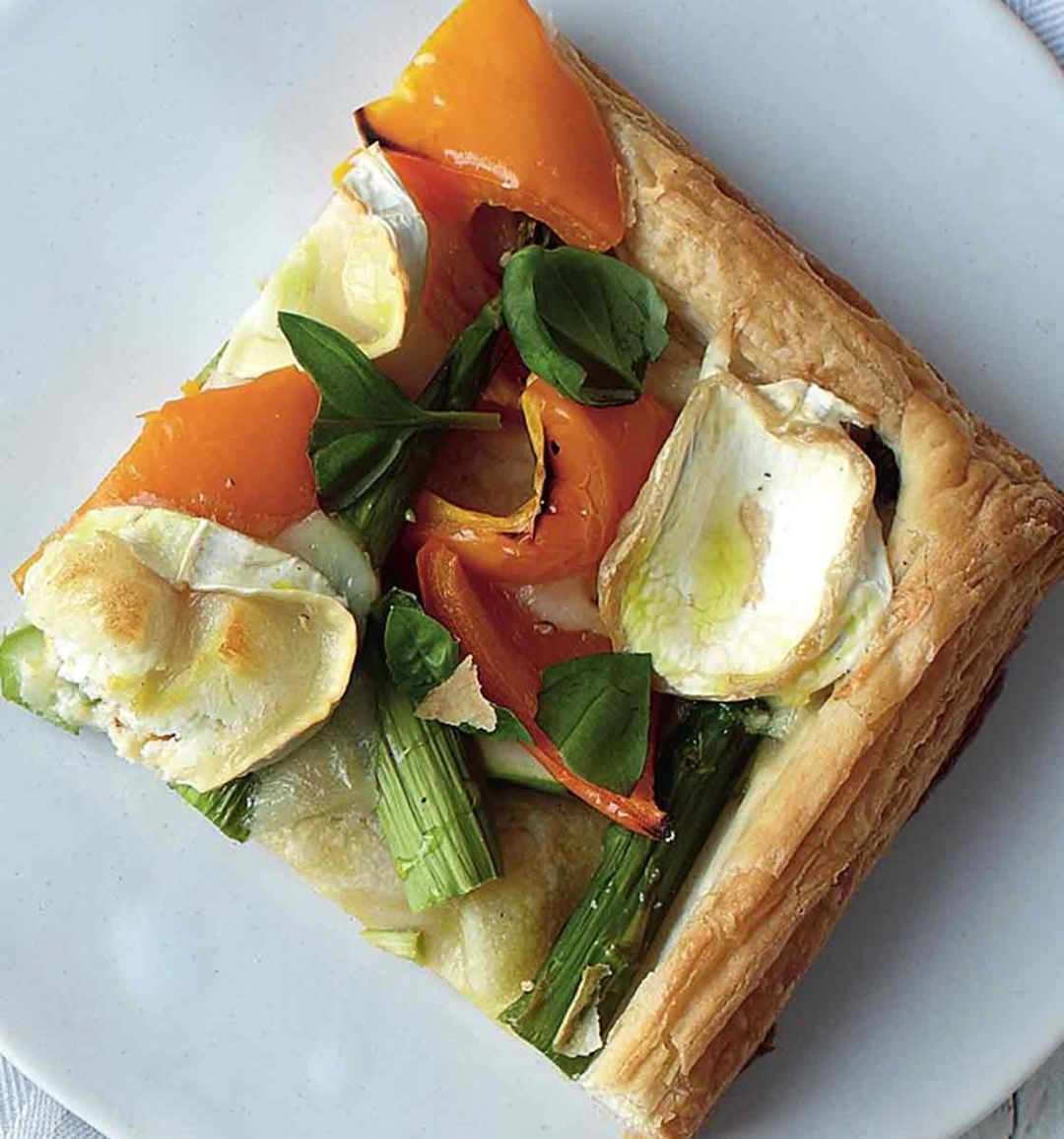 Goats’ cheese and pepper tart