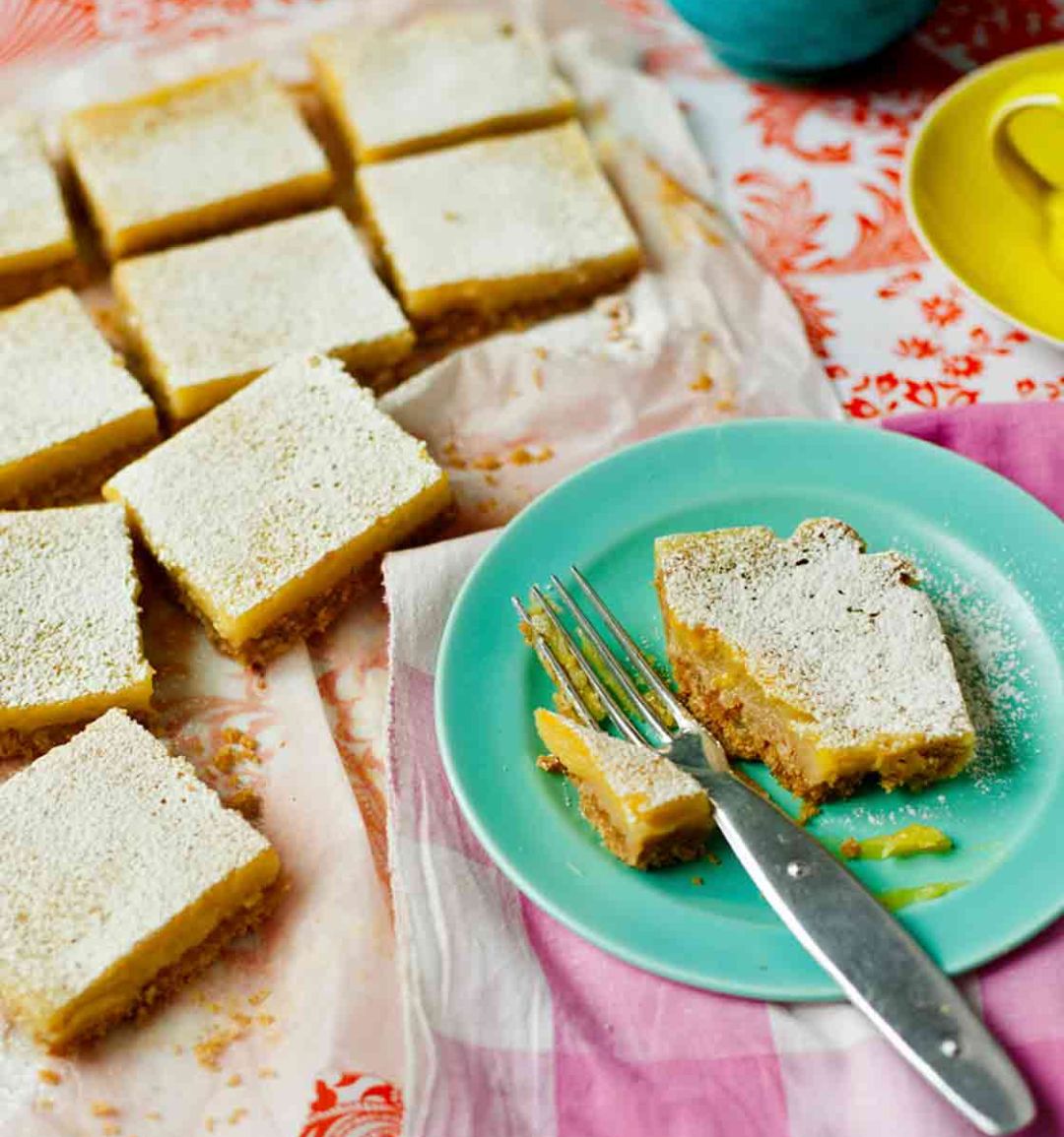 Tropical lime and coconut slice 