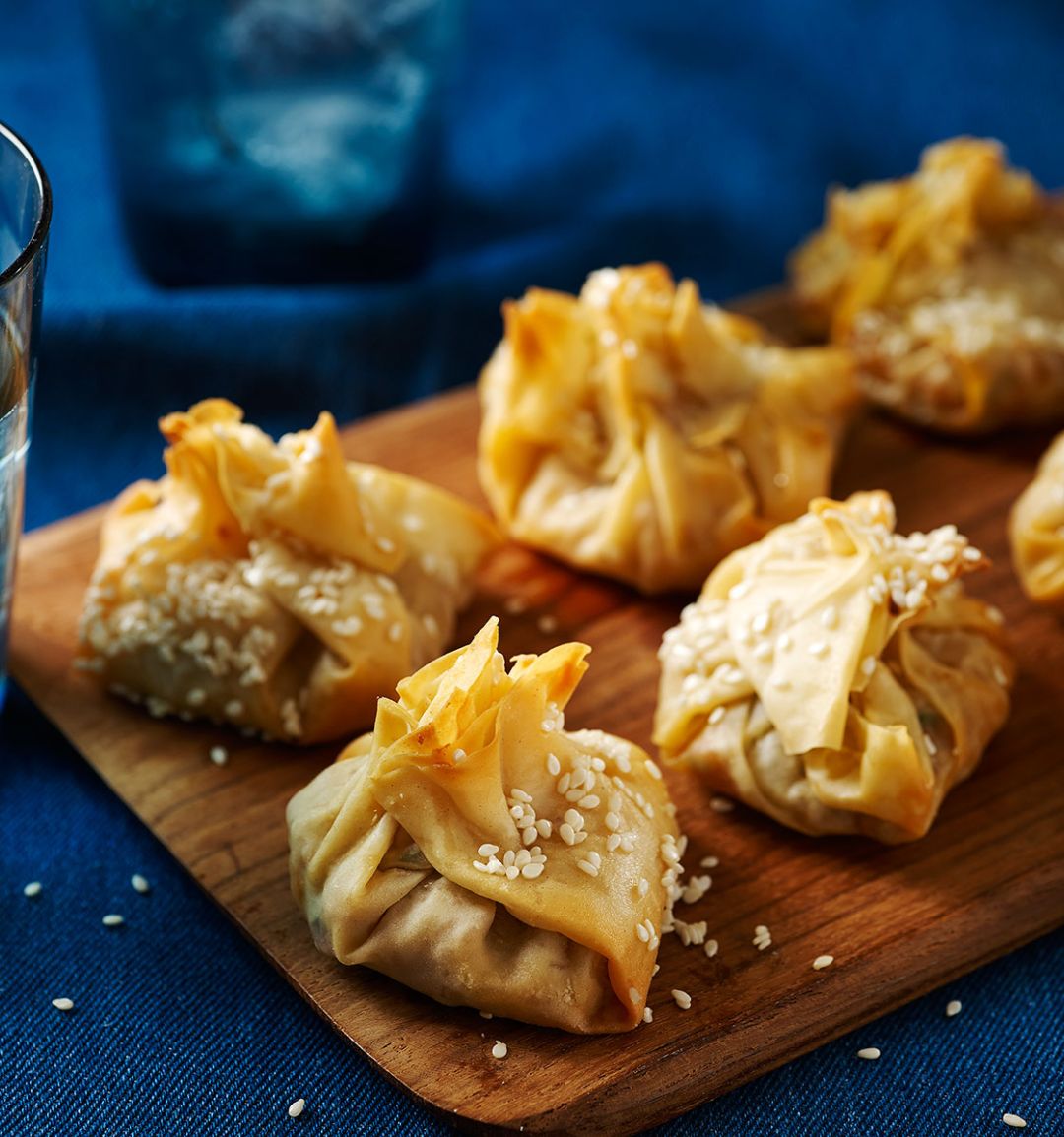 Pork and chorizo purses