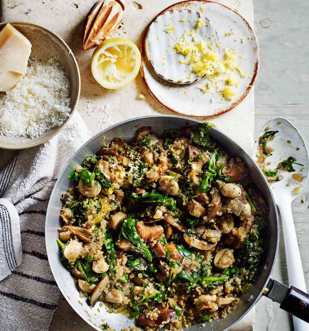 Mushroom and spinach quinoa ‘risotto’ 