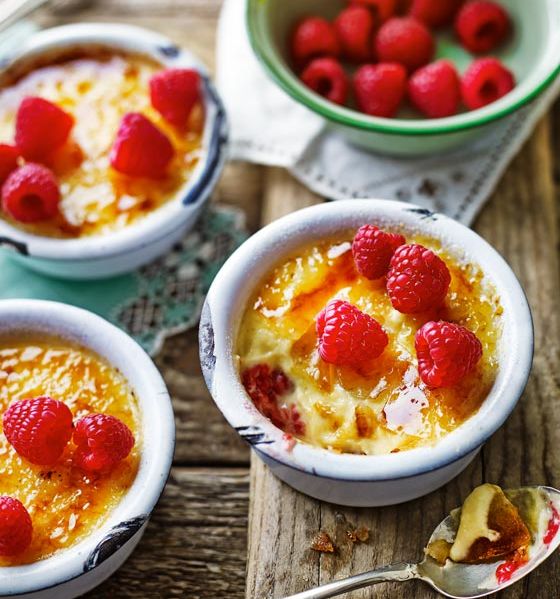 Crema Catalana with raspberries