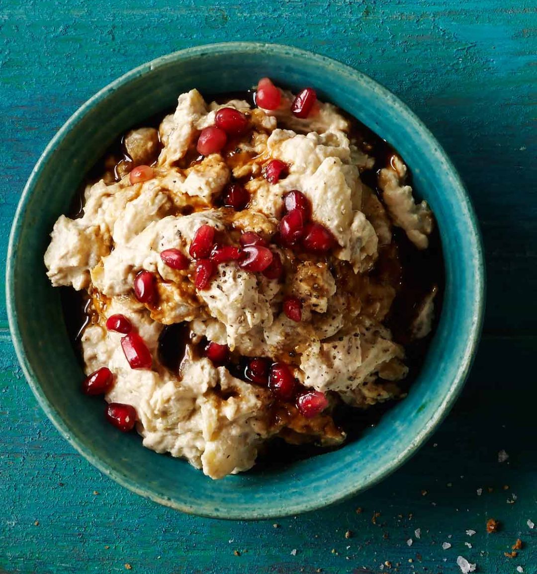 Smoky aubergine and pomegranate dip 