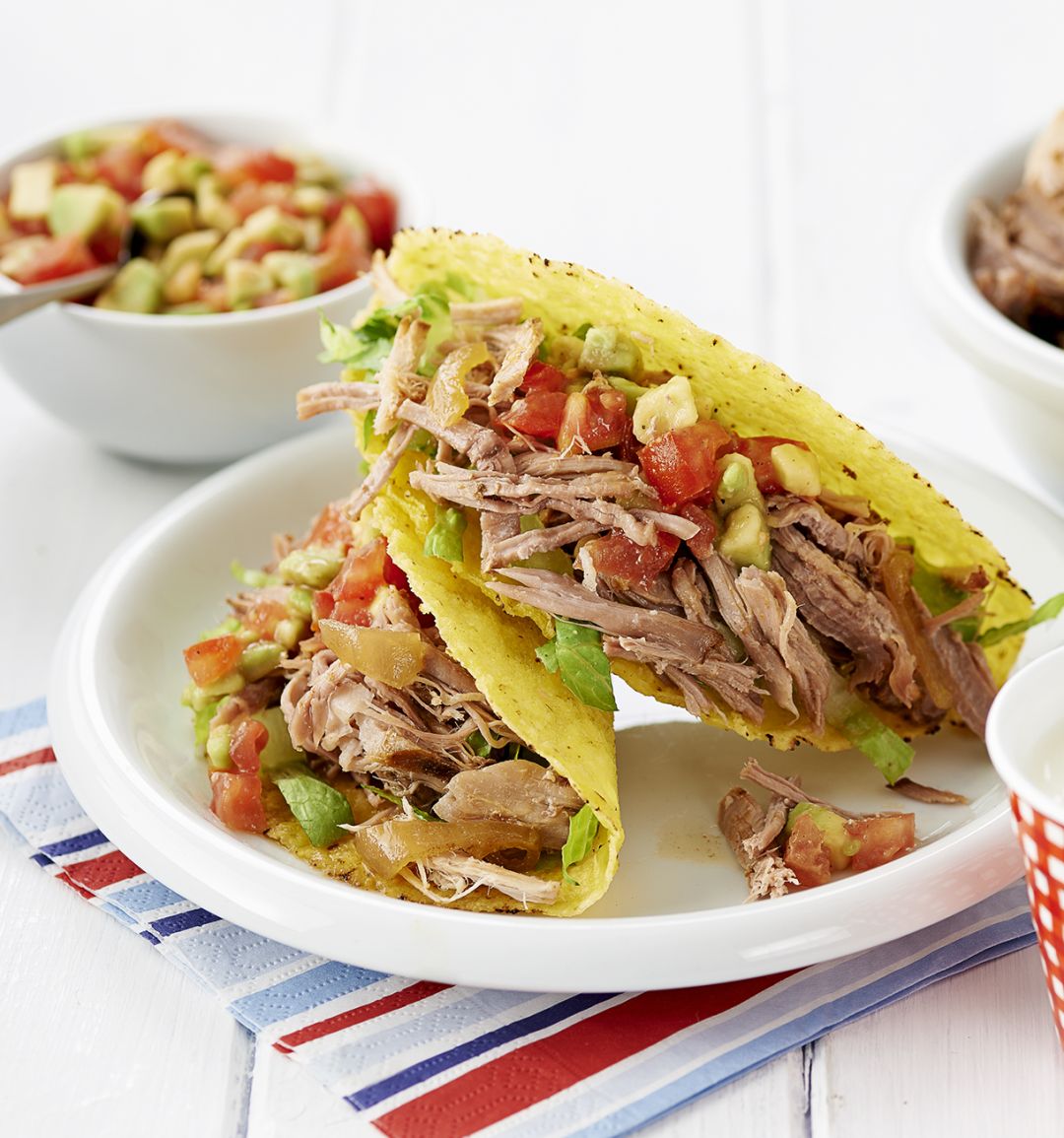 Slow cooked pulled pork tacos