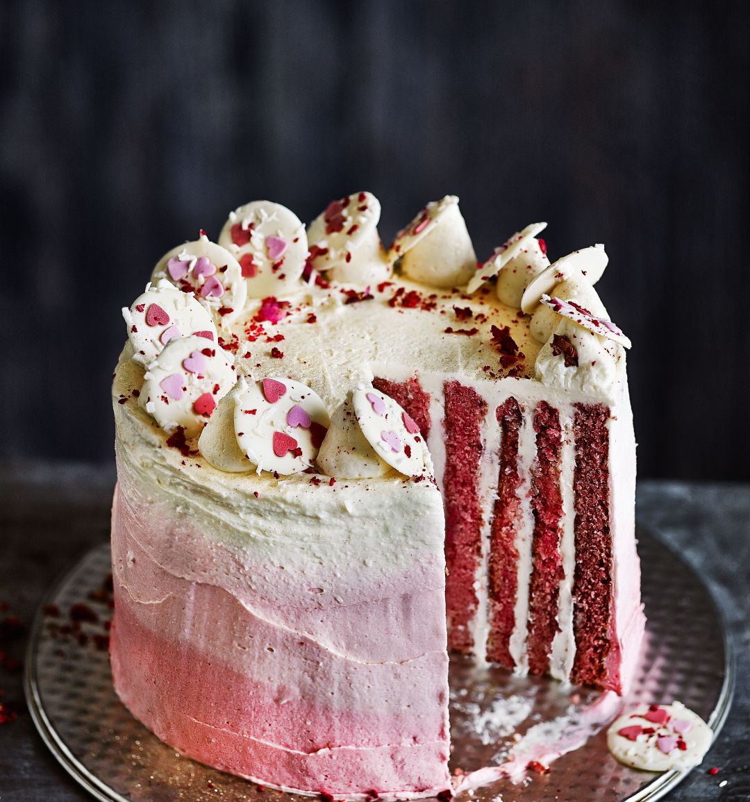 White chocolate, raspberry and coconut gateau