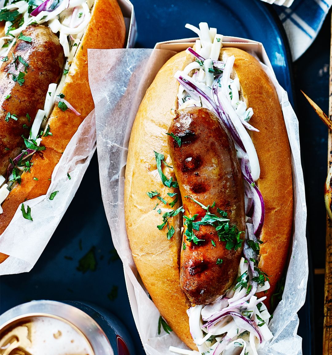 Hot dogs with celeriac slaw