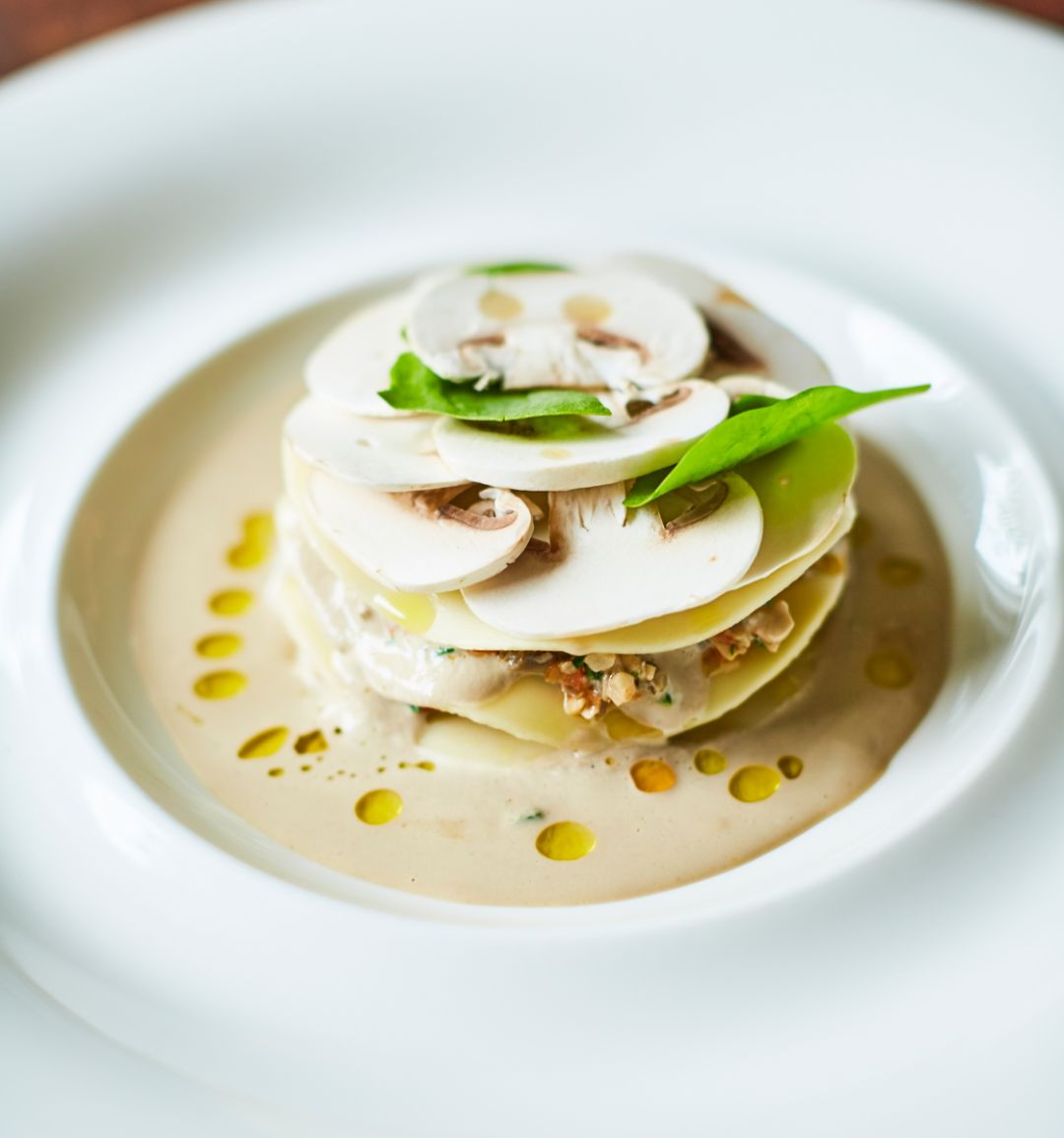 Open lasagne with mushrooms