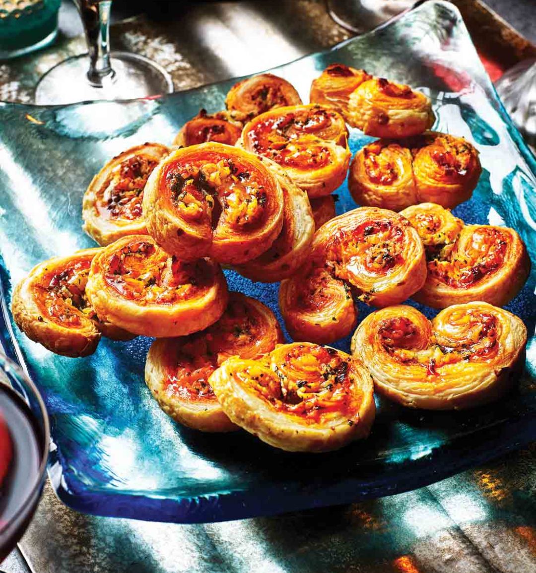 Halloumi, mint and harissa palmiers