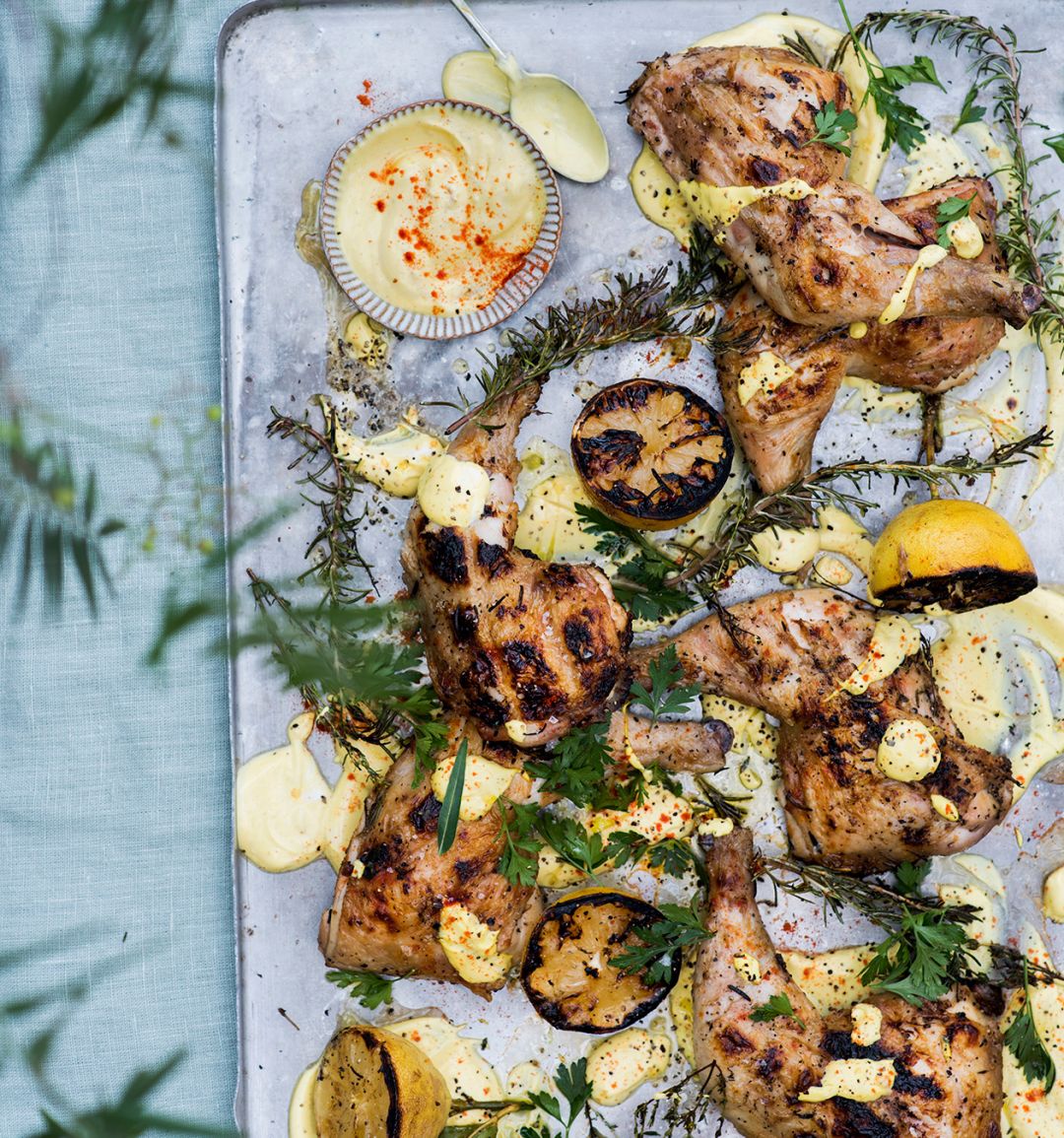 Chicken with saffron and paprika spiced yogurt