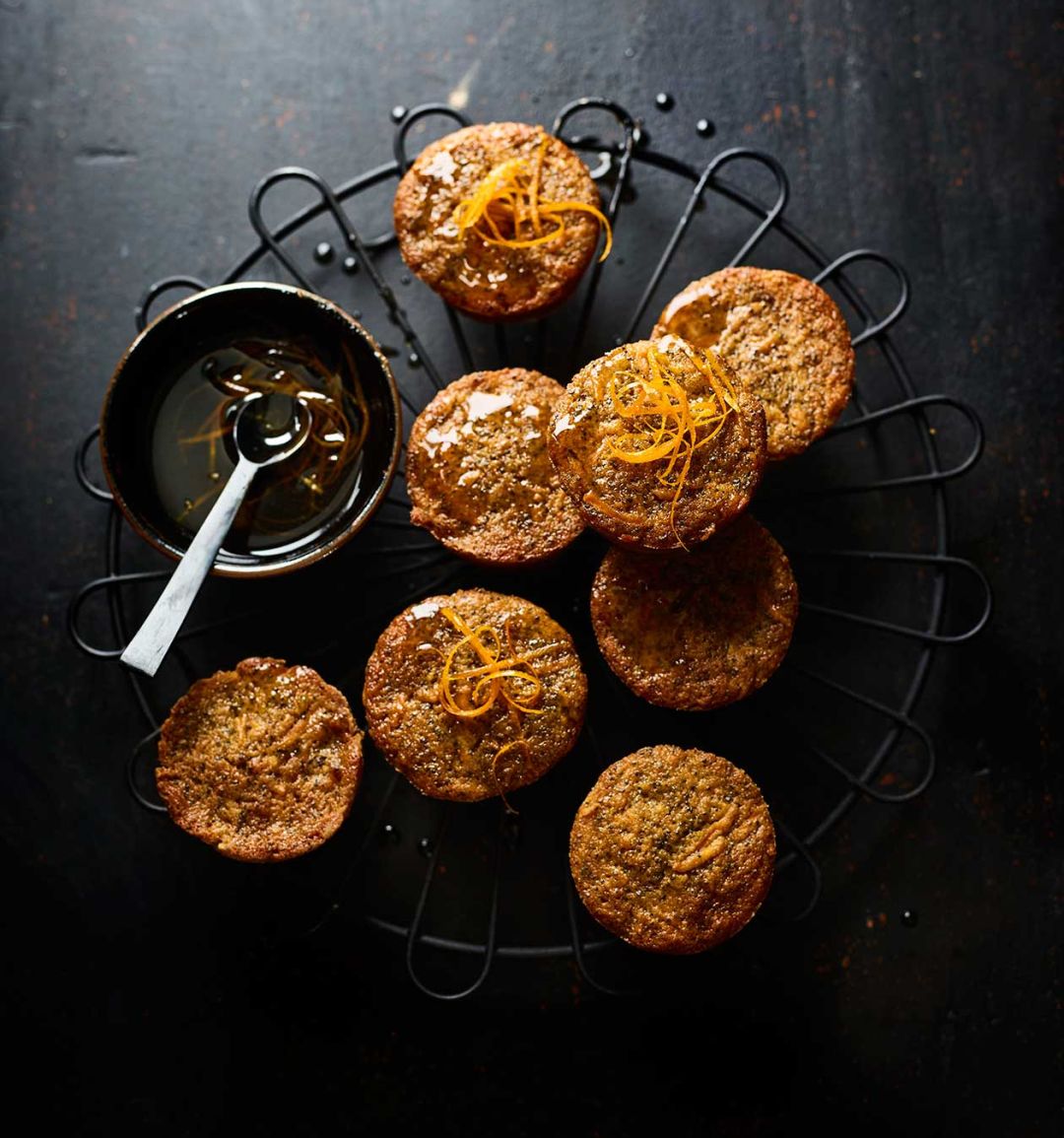 Mini carrot and orange cakes with rum drizzle