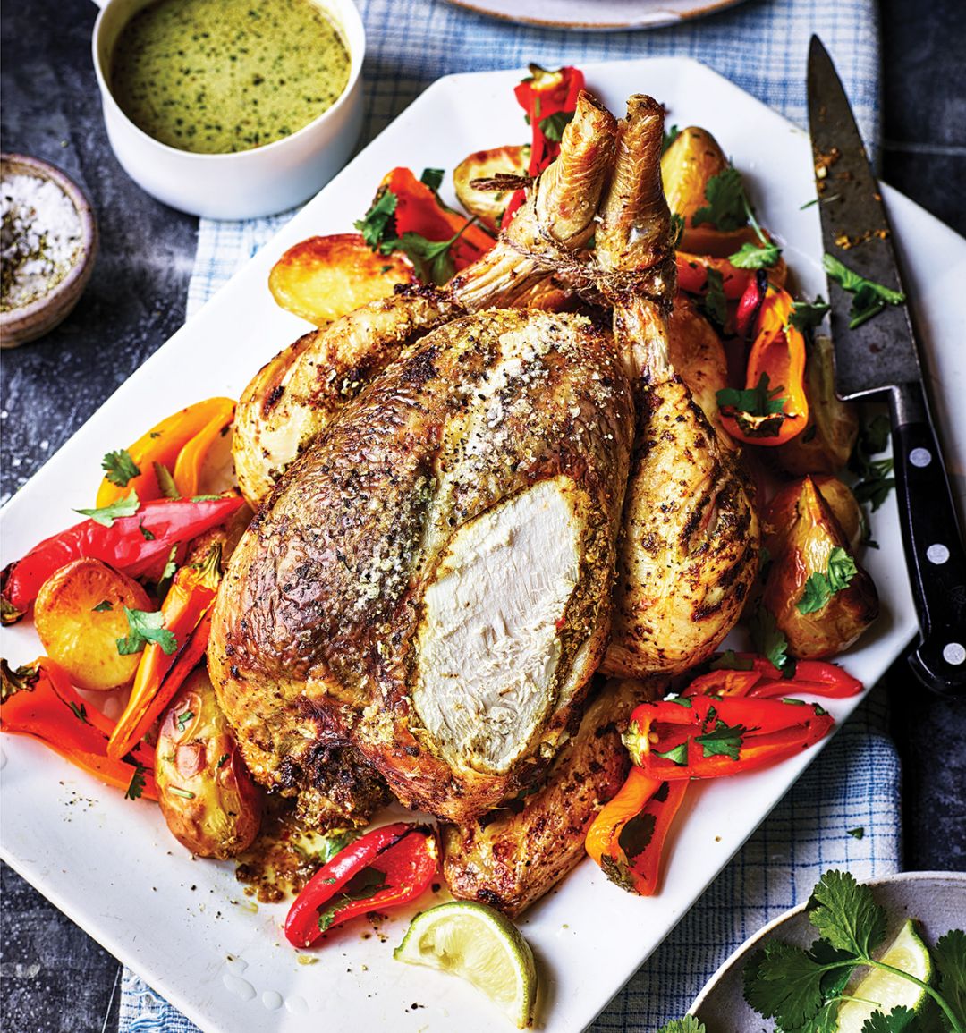 Green curry roast chicken