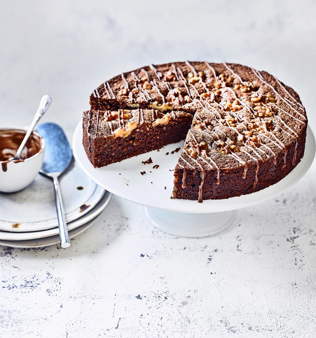Swiss chocolate & walnut cake