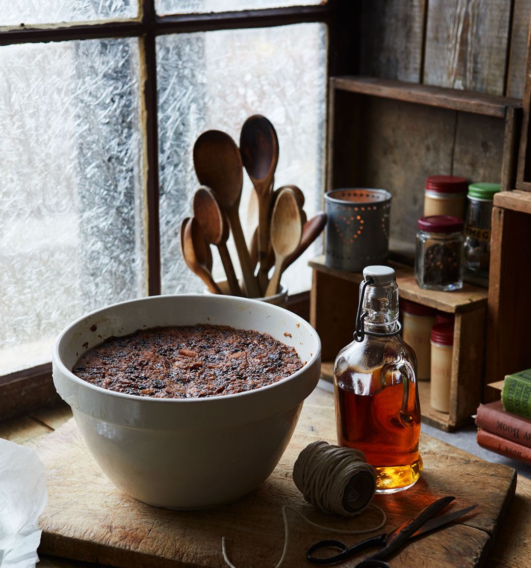 Sticky gingerbread spiced Christmas pudding