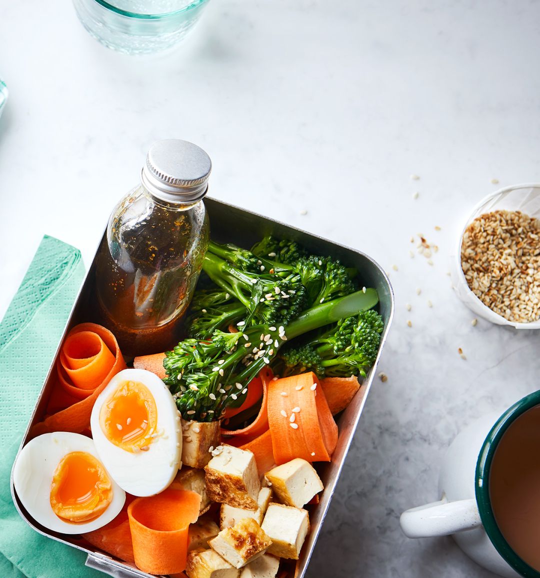 Chilli-lime tofu salad with soft boiled egg