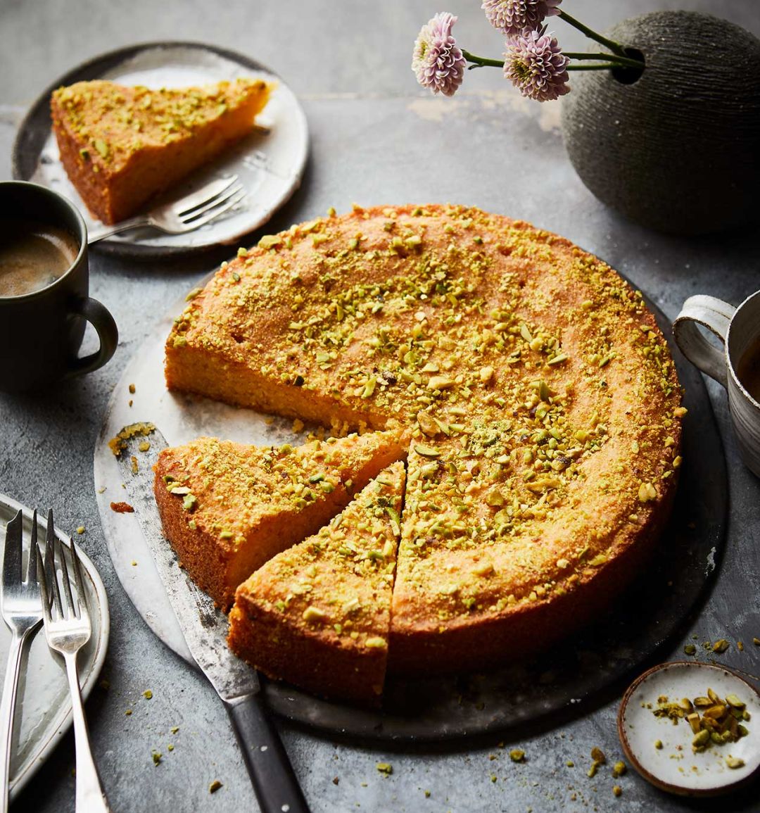 Gluten-free lemon polenta drizzle cake