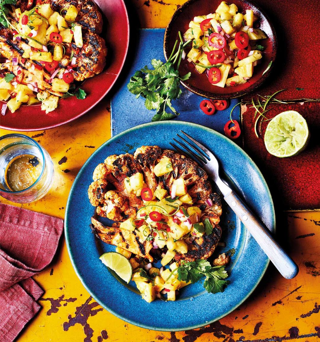 Cajun cauliflower steaks with pineapple salsa