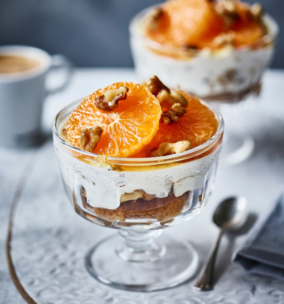 Individual clementine & walnut tiramisu from California Walnuts