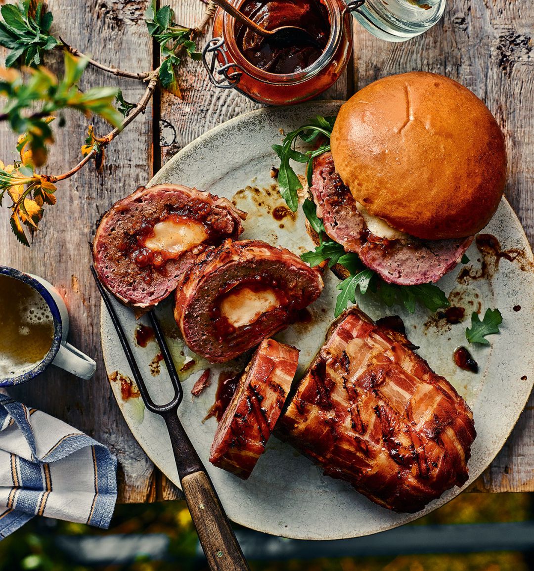 ‘Fatty’ meatloaf with bacon, cheese and tomato relish  