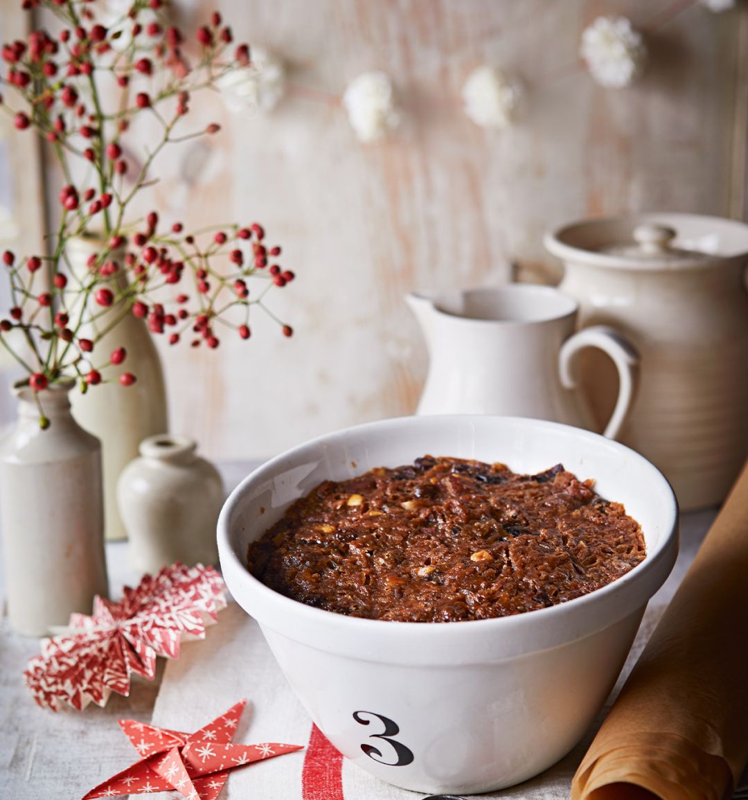 Sloe gin plum Christmas pudding