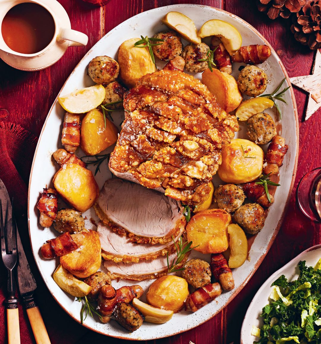 Sponsored: Roast pork loin with cranberry glazed pigs in blankets