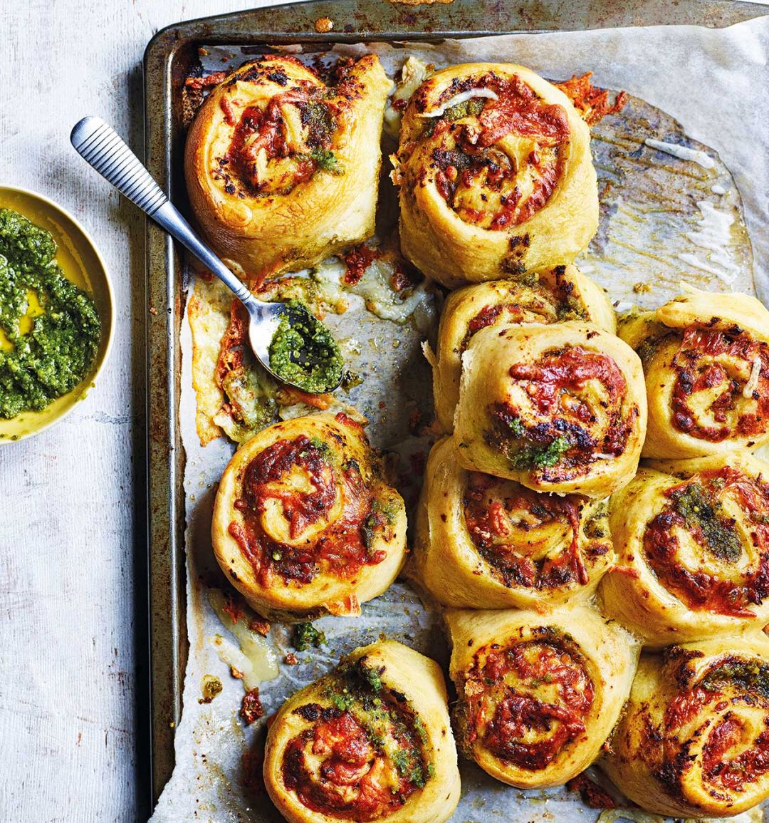 Cheese and pesto swirls