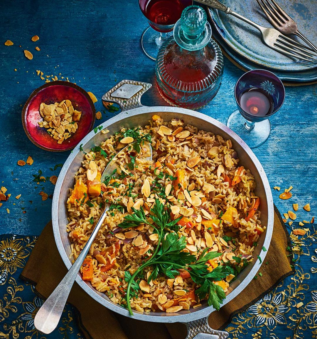 Wholegrain basmati pilaf with almonds