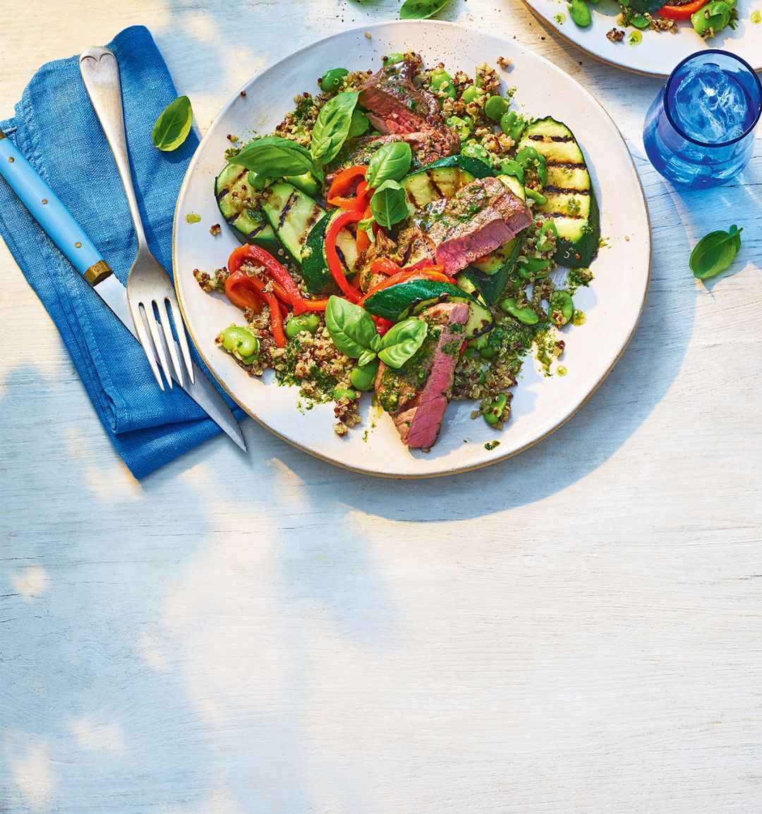 Pesto-crusted lamb with green quinoa