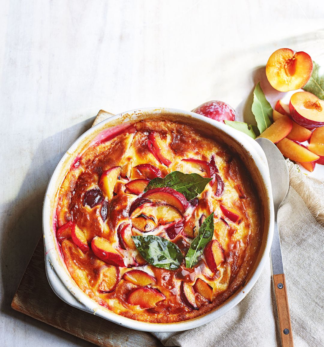 Plum and bay clafoutis