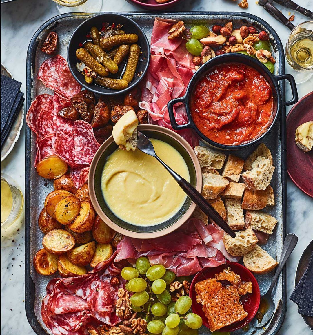 Fondue grazing board