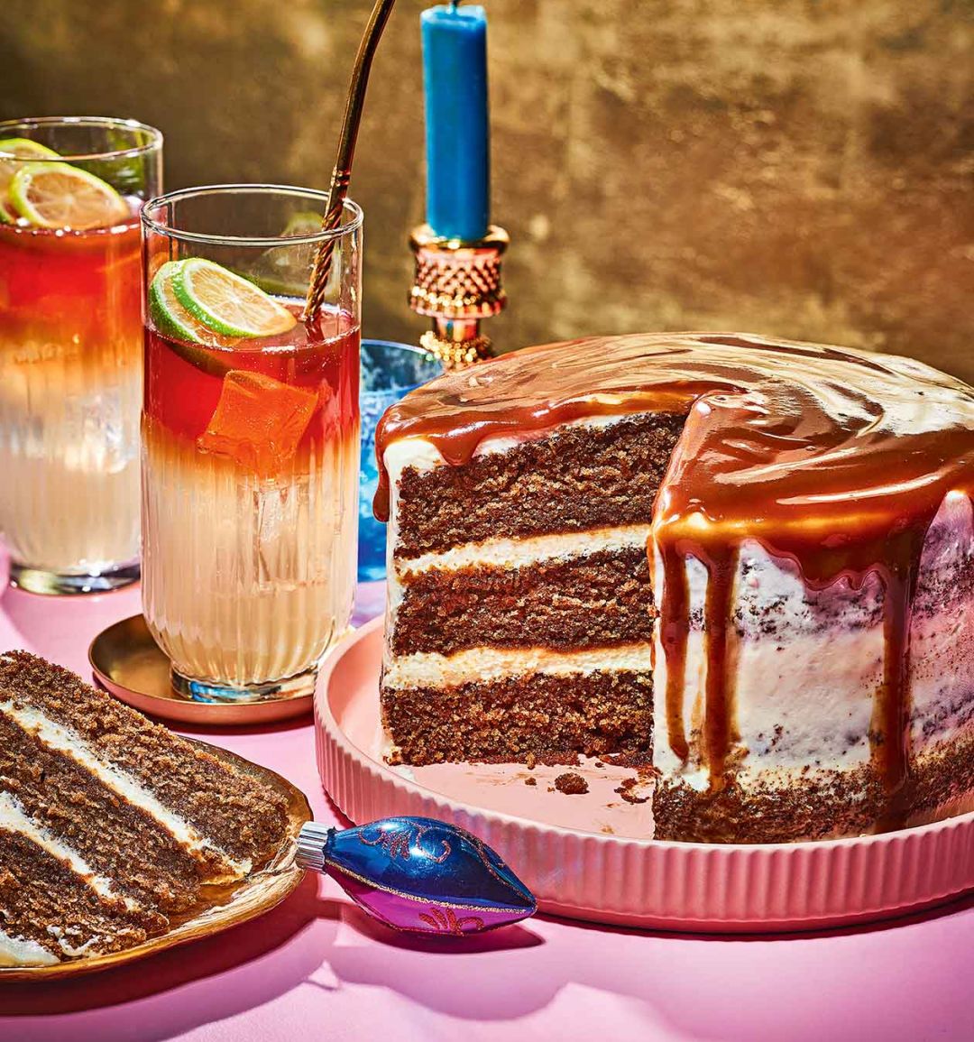 Dark and stormy gingerbread cake