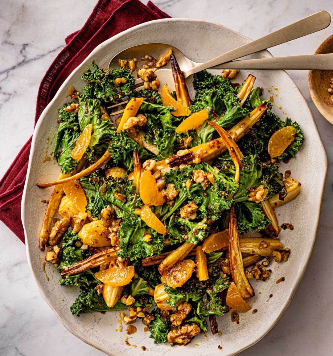 Kale and roasted parsnips