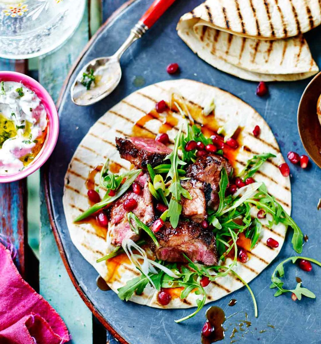 Persian spiced lamb wraps