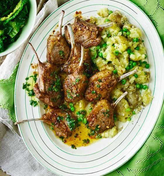 Spiced lamb chops with crushed new potatoes 