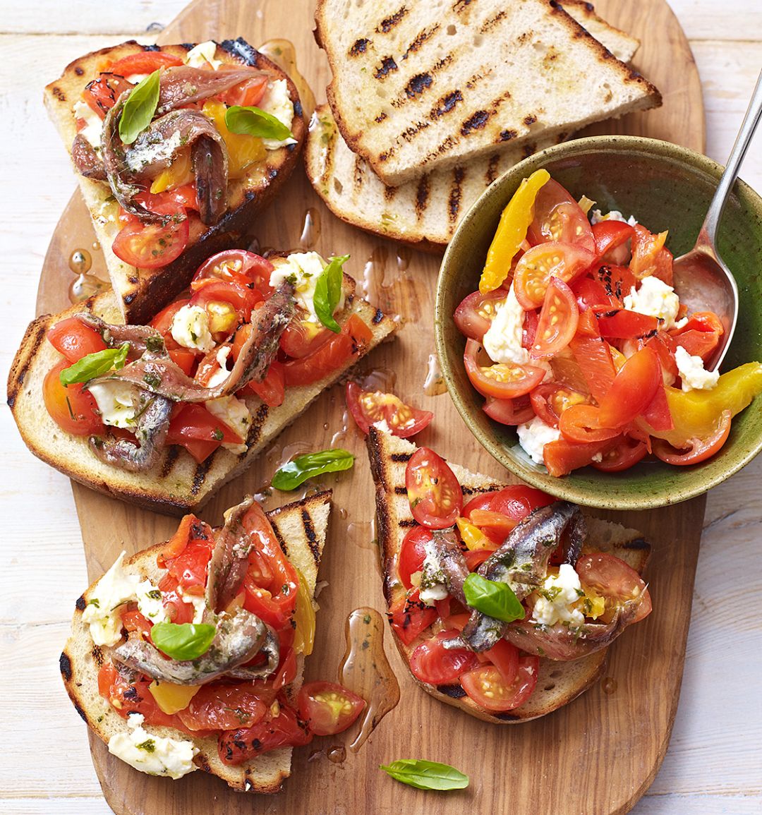 Anchovy and tomato bruschetta