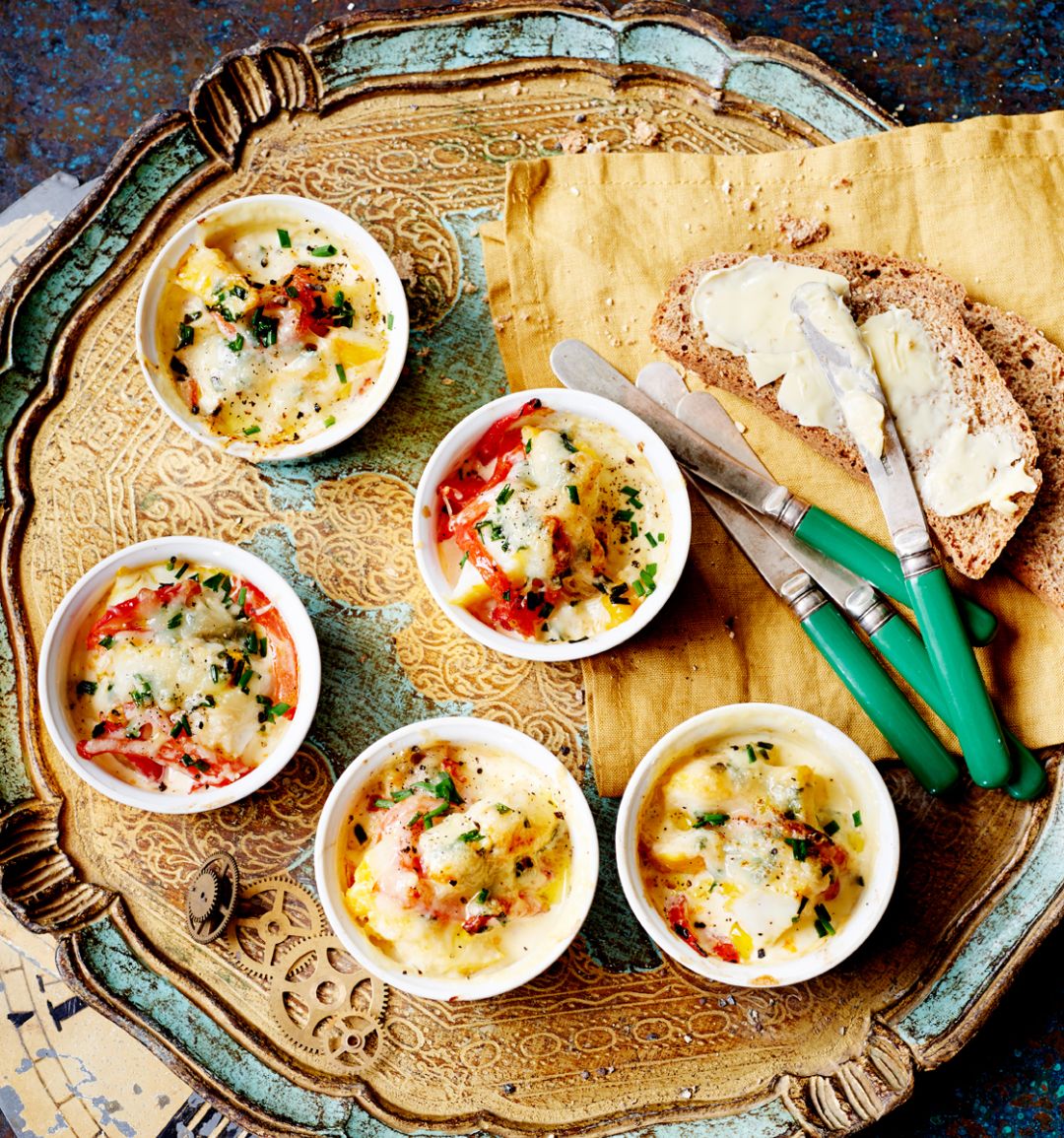 Cheesy smoked haddock pots