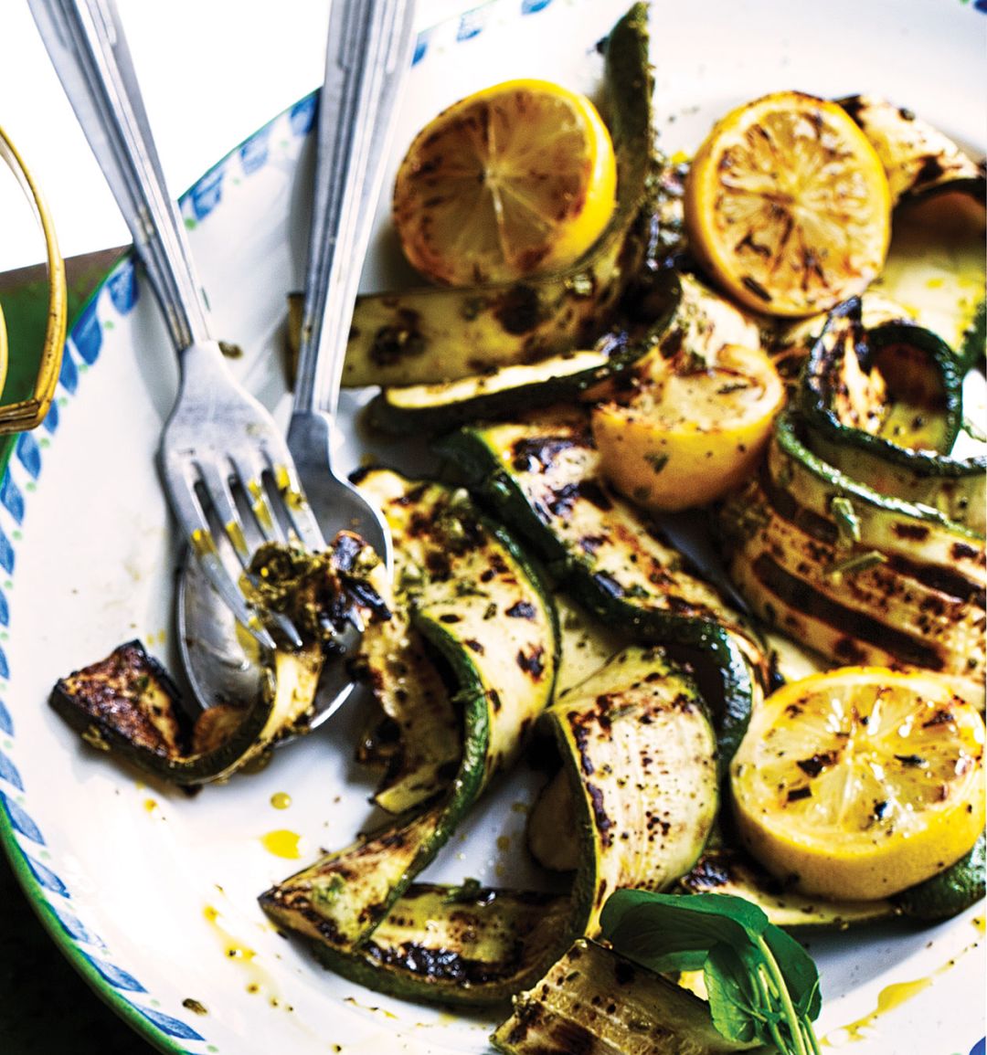 Griddled courgettes with lemon and garlic