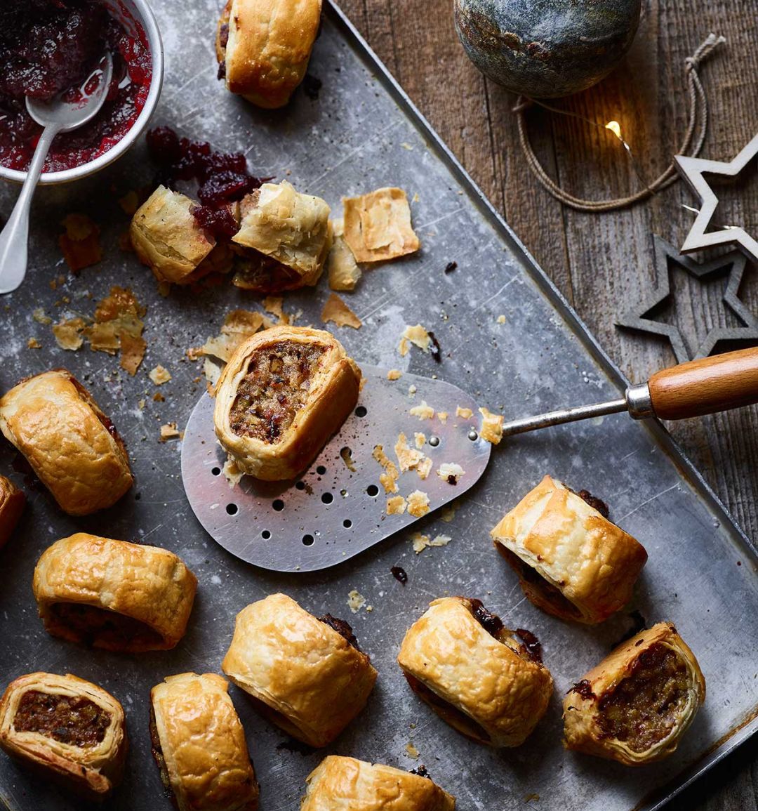 Cranberry and sage stuffing sausage rolls