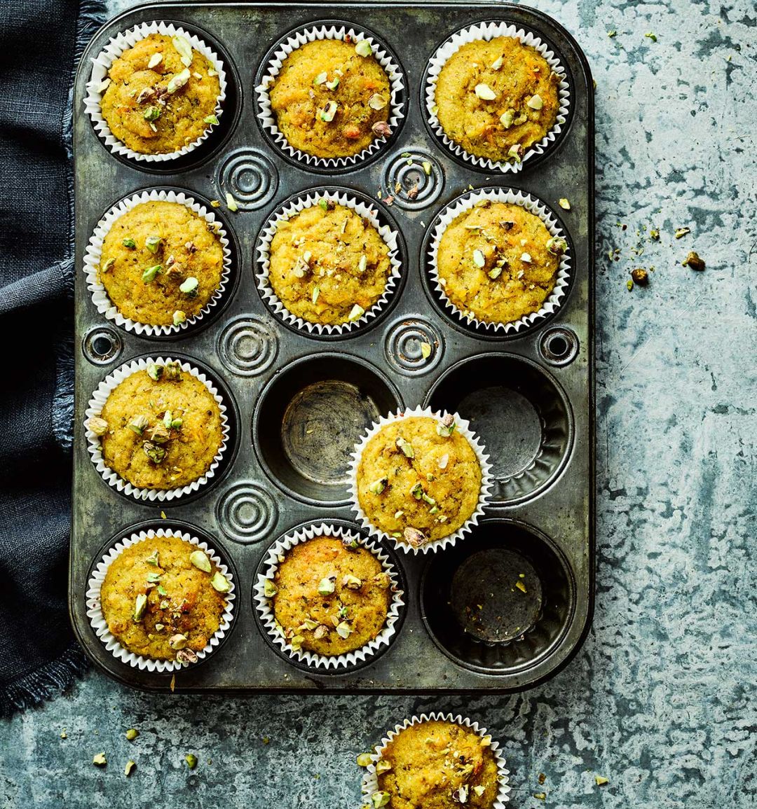Orange, pistachio and polenta drizzle cakes