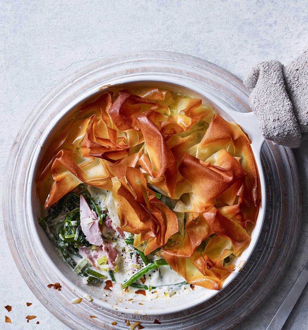 Speedy ham and greens pie