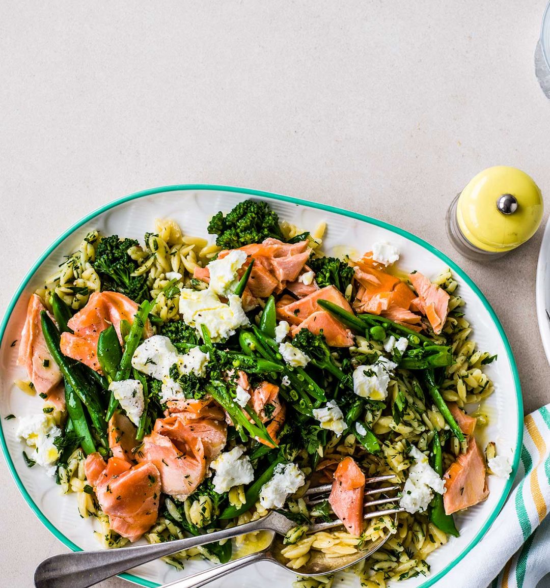 Salmon and spring veg orzo