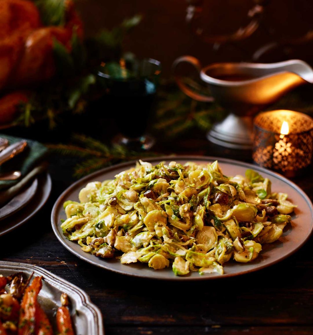 Creamed Brussels sprouts with chestnuts