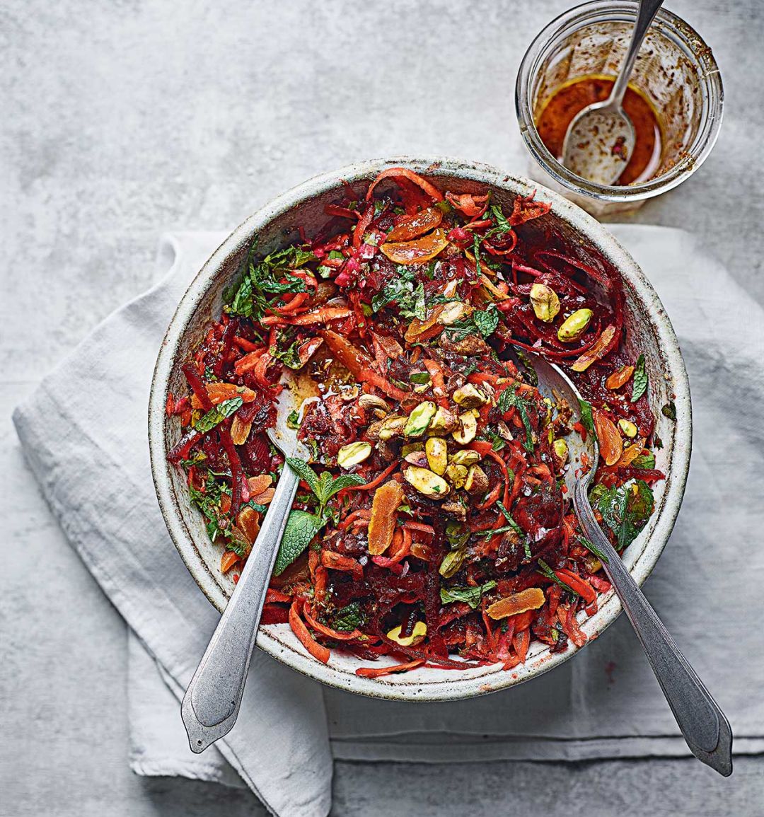 Moroccan-style beetroot, carrot and pistachio slaw 