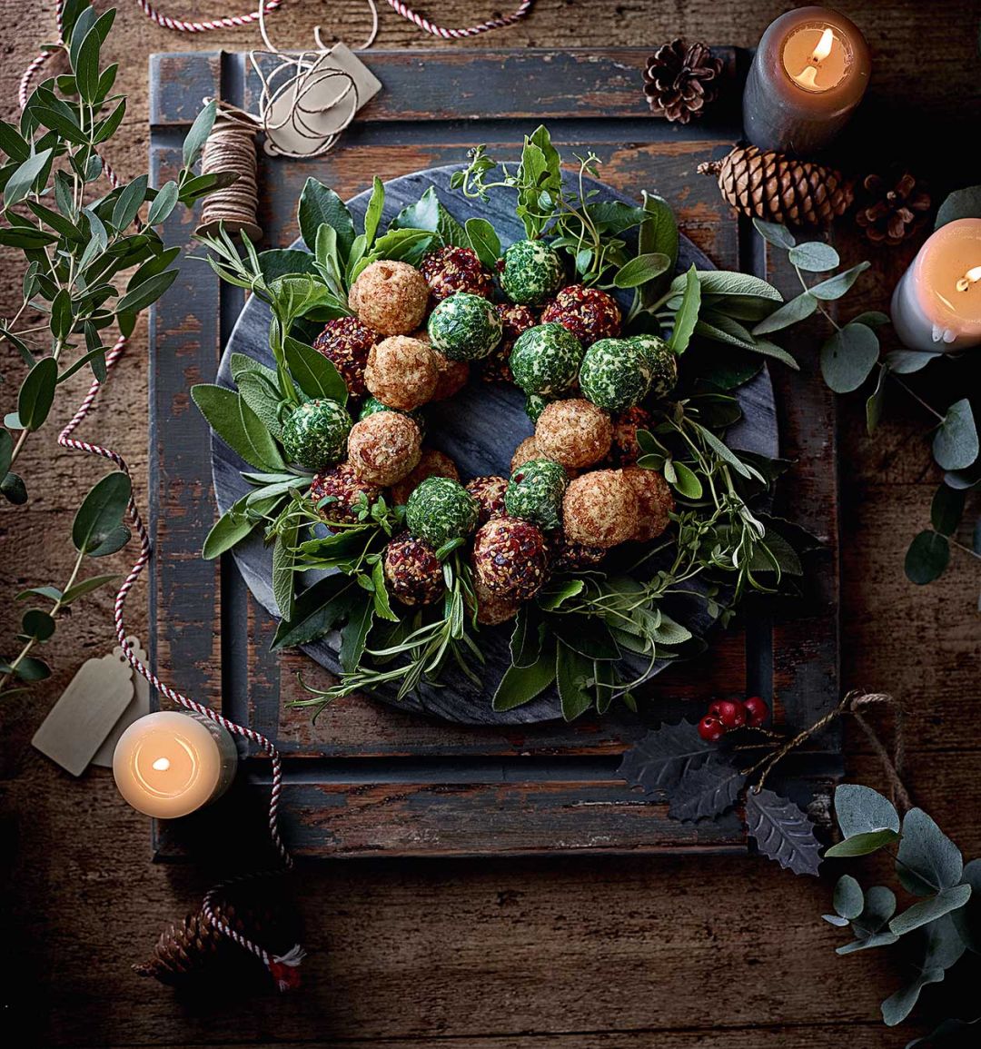 Cheese ball wreath