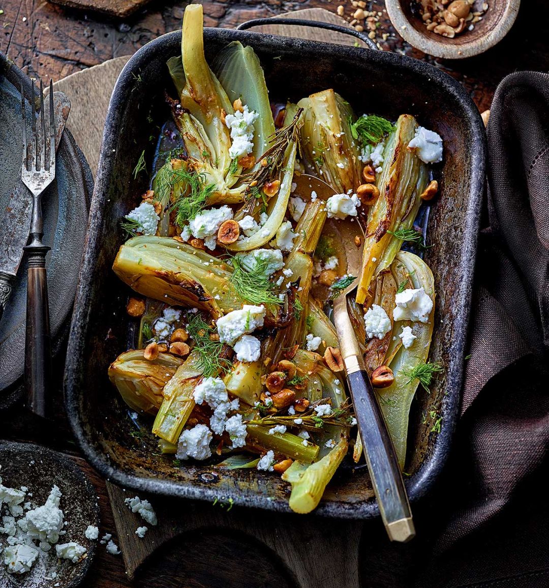 Braised fennel with orange and hazelnuts