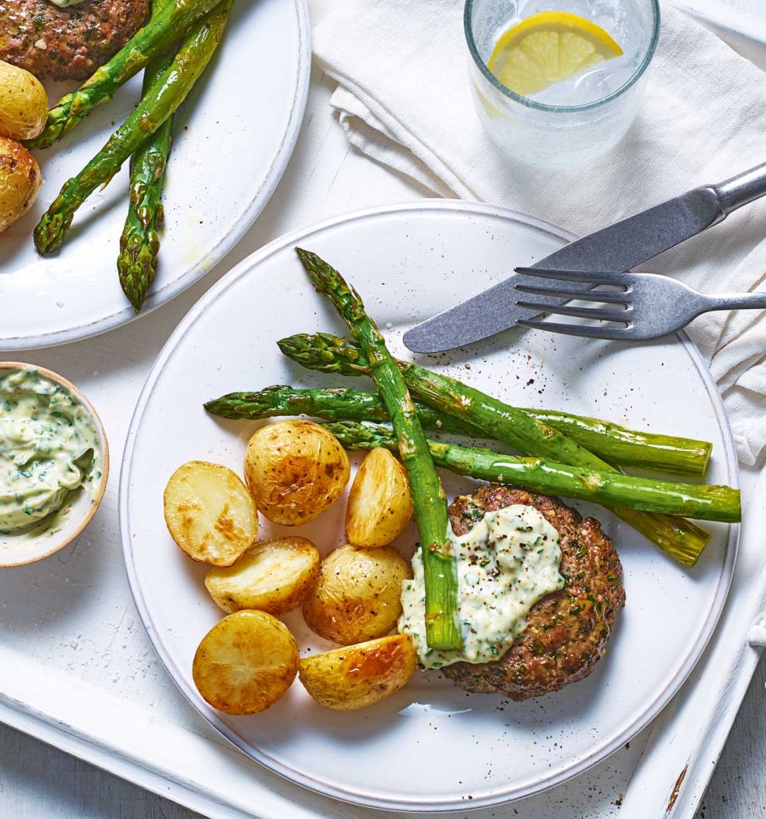 Salsa verde lamb burgers
