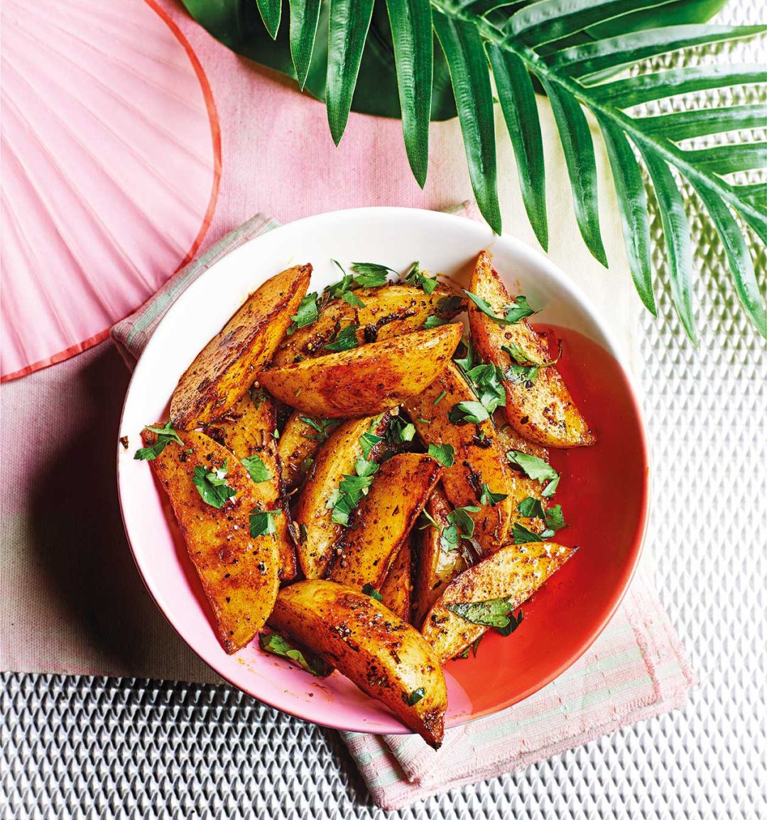 Herby garlic butter potato wedges