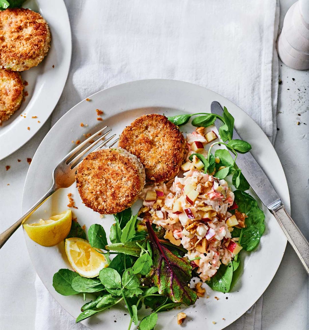 Tuna patties with nutty slaw