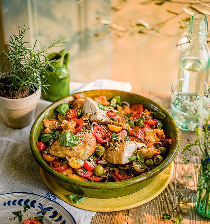 Roasted chicken, summer tomato and basil panzanella
