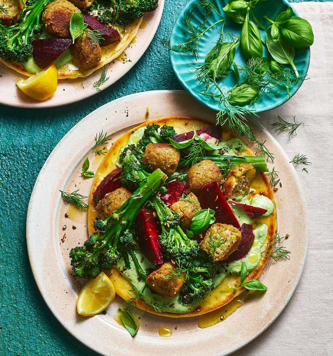 Sponsored: falafel and green tahini flatbreads