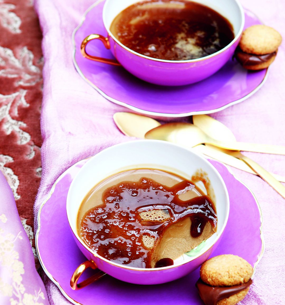 Coffee panna cotta with coffee caramel sauce